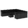 vidaXL 12 pcs conjunto de sof&aacute;s de jardim c/ almofad&otilde;es vime PE preto