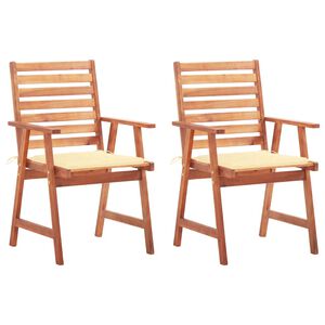 vidaXL Cadeiras de jantar p/ jardim 2 pcs c/ almofad&otilde;es ac&aacute;cia maci&ccedil;a