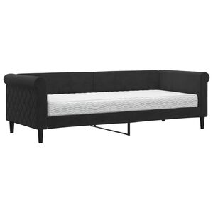 vidaXL Sof&aacute;-cama com colch&atilde;o 80x200 cm veludo preto