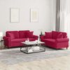 vidaXL 2 pcs conjunto de sofás com almofadas veludo vermelho-tinto