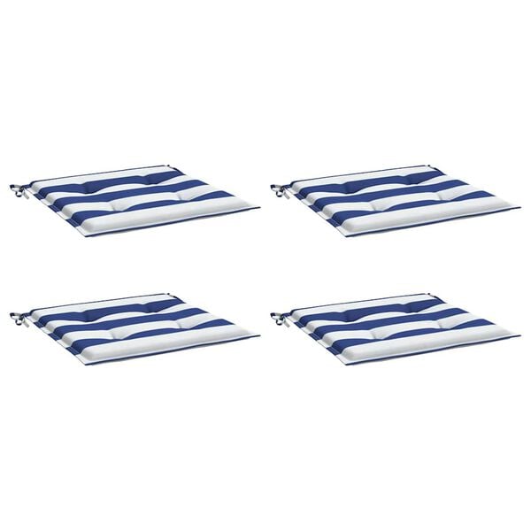 vidaXL Almofad&otilde;es p/ cadeira 2pcs 50x50x4 cm tecido riscas azul/branco