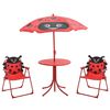 vidaXL 3 pcs conjunto bistr&ocirc; de jardim infantil c/ guarda-sol vermelho