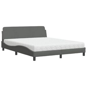 vidaXL Cama com colch&atilde;o Dover 160x200 cm tecido cinzento-escuro