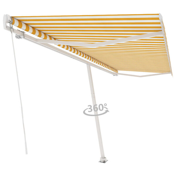 vidaXL Toldo retr&aacute;til manual independente 500x350 cm amarelo e branco
