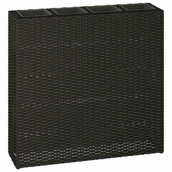 vidaXL Floreira com 4 vasos vime PE preto
