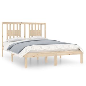 vidaXL Estrutura de cama casal 135x190 cm madeira maci&ccedil;a