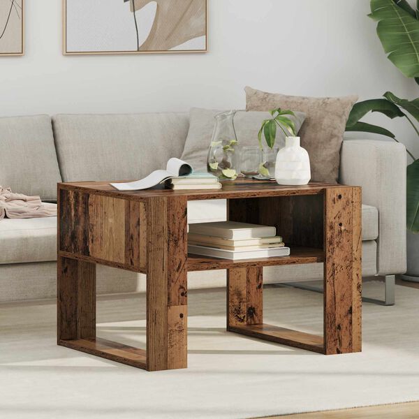 vidaXL Mesa de centro com armazenamento Madeira antiga 66 x 53 x 45 cm