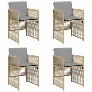 vidaXL Cadeiras de jardim com almofad&otilde;es 4 pcs vime PE bege misturado