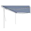 vidaXL Toldo retr&aacute;til manual com postes 5x3,5 m azul e branco