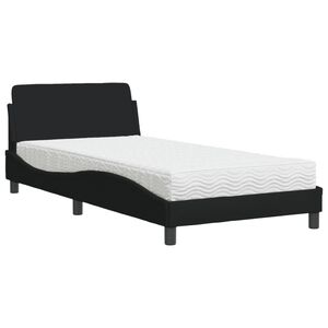 vidaXL Cama com colch&atilde;o Dover 100x200 cm tecido preto