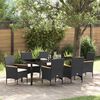vidaXL Conjunto de Jantar para Jardim com almofada 7 pcs Preto vime PE