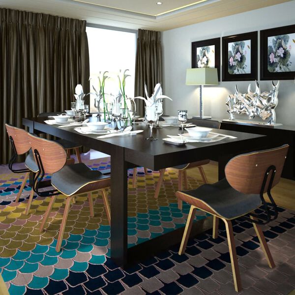 vidaXL Cadeiras de jantar 6 pcs madeira curvada e couro artificial