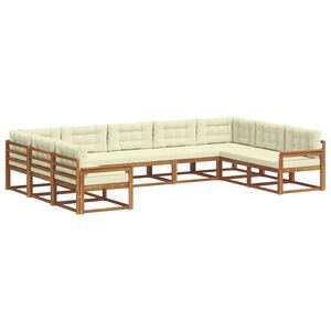 vidaXL Conjunto de Sof&aacute;s para Exterior 9 pcs Natural e Creme