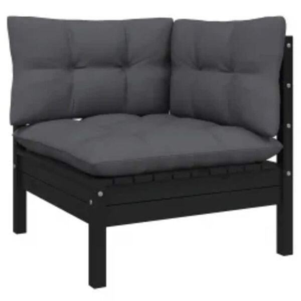 vidaXL 4 pcs conjunto lounge de jardim c/ almofad&otilde;es pinho preto