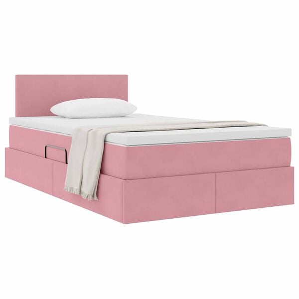 vidaXL Cama com Armazenamento com colch&atilde;o Rosa 120 x 200 cm Veludo