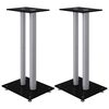 vidaXL Suportes colunas 2 pcs vidro temperado 2 pilares preto/prateado
