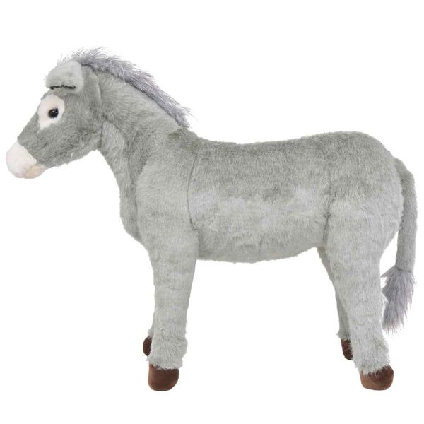 vidaXL Burro de montar em peluche cinzento XXL