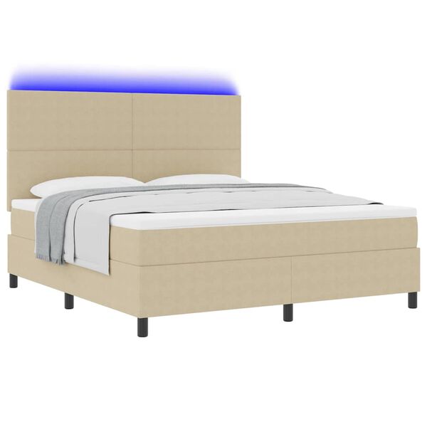 vidaXL Cama Box Manual Cinza Claro e Branco 203 x 180 x 128 cm