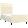 vidaXL Estrutura de cama c/ cabeceira couro artificial 90x200 cm creme