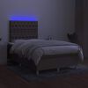 vidaXL Cama box spring colch&atilde;o/LED 120x190cm tecido cinza-acastanhado