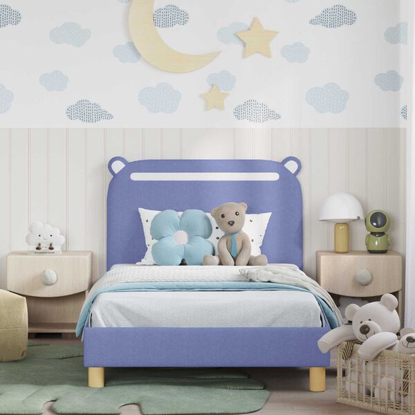 vidaXL Estrutura de Cama Infantil com Cabeceira Azul Jeans 90 x 200 cm