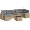 vidaXL 8 pcs conjunto de sof&aacute;s p/ jardim com almofad&otilde;es vime PE bege