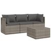 vidaXL 4 pcs conjunto lounge de jardim c/ almofad&otilde;es vime PE cinzento