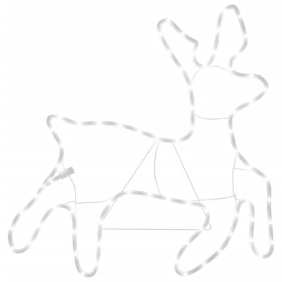 vidaXL Figuras de rena de Natal + LEDs 2pcs 57x55x4,5 cm branco quente