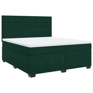 vidaXL Cama com molas/colch&atilde;o 180x200 cm veludo verde-escuro