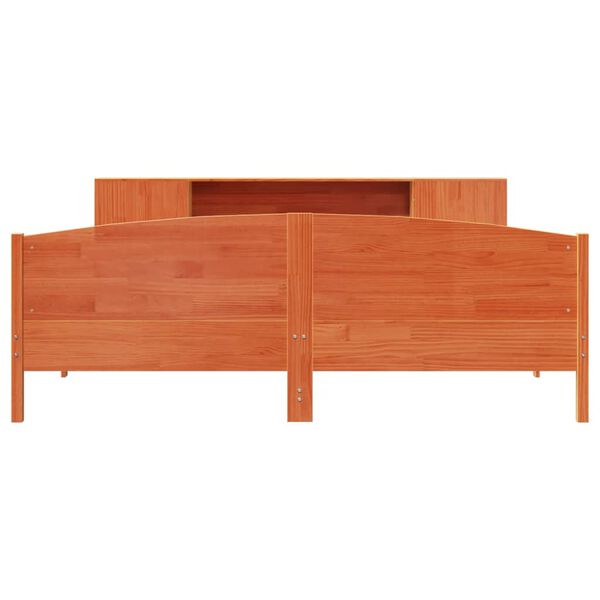 vidaXL Cama com estante sem colch&atilde;o 200x200 cm pinho maci&ccedil;o
