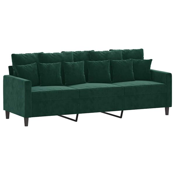 vidaXL Sof&aacute; de 3 lugares 180 cm veludo verde-escuro