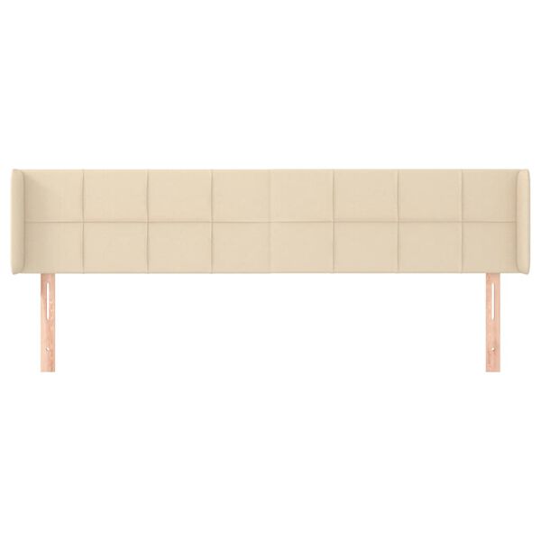 vidaXL Cabeceira de cama c/ abas tecido 203x16x78/88 cm creme