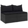 vidaXL Sof&aacute;s de centro p/ jardim c/ almofad&otilde;es 2 pcs vime PE preto