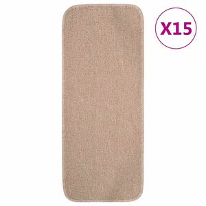 vidaXL Tapetes antiderrapantes retang. p/ escadas 15 pcs 60x25 cm bege
