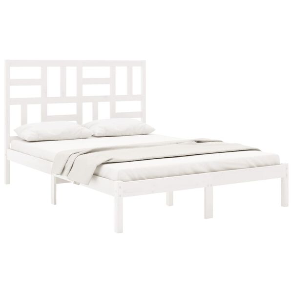 vidaXL Estrutura de cama 140x200 cm madeira maci&ccedil;a branco