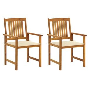 vidaXL Cadeiras de jardim com almofad&otilde;es 2 pcs ac&aacute;cia maci&ccedil;a