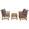 vidaXL 4 pcs conj. lounge jardim c/ almofadões madeira acácia maciça