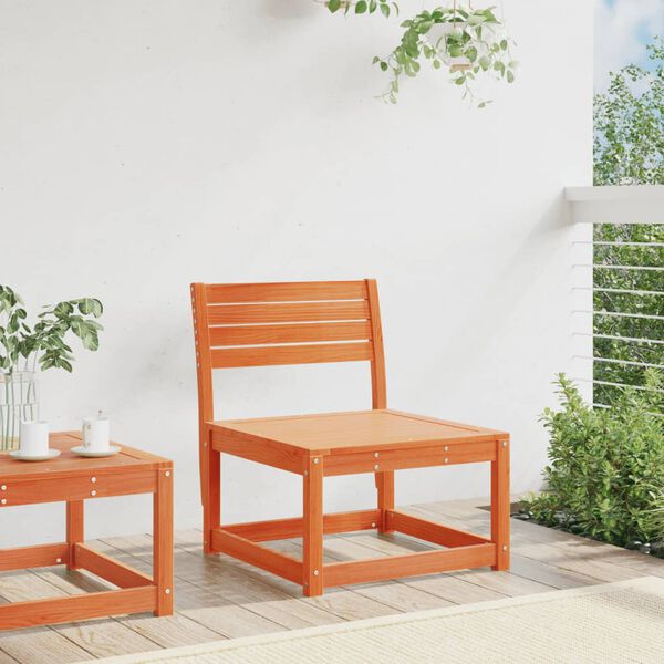 vidaXL Sof&aacute; s/ bra&ccedil;os p/ jardim 63,5x73x78cm pinho maci&ccedil;o castanho-mel