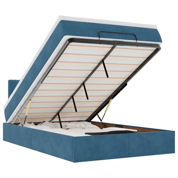 vidaXL Estrutura cama otomana colch&atilde;o 120x200cm veludo azul escuro