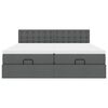 vidaXL Estrutura de cama otomana com colchões tecido cinzento escuro