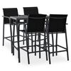 vidaXL 5 pcs conjunto de bar para jardim preto