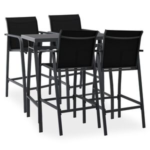 vidaXL 5 pcs conjunto de bar para jardim preto
