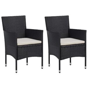 vidaXL Cadeiras de jantar para jardim 2 pcs vime PE preto