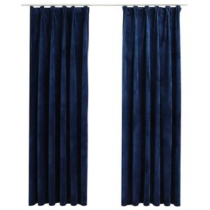 vidaXL Cortinas blackout c/ ganchos 2 pcs 140x225cm veludo azul escuro