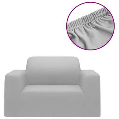vidaXL Capa de sofá elástica de jersey de poliéster, cinzento