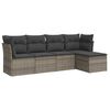 vidaXL 5 pcs conjunto sof&aacute;s de jardim c/ almofad&otilde;es vime PE cinzento