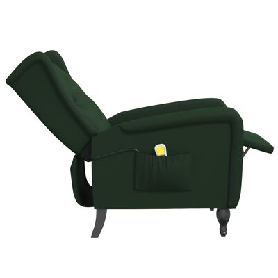 vidaXL Poltrona de massagens reclinável veludo verde-escuro