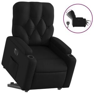 vidaXL Poltrona reclin&aacute;vel elevat&oacute;ria el&eacute;trica couro artificial preto