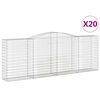 vidaXL Cestos gabi&atilde;o arqueados 20 pcs 400x50x140/160 ferro galvanizado