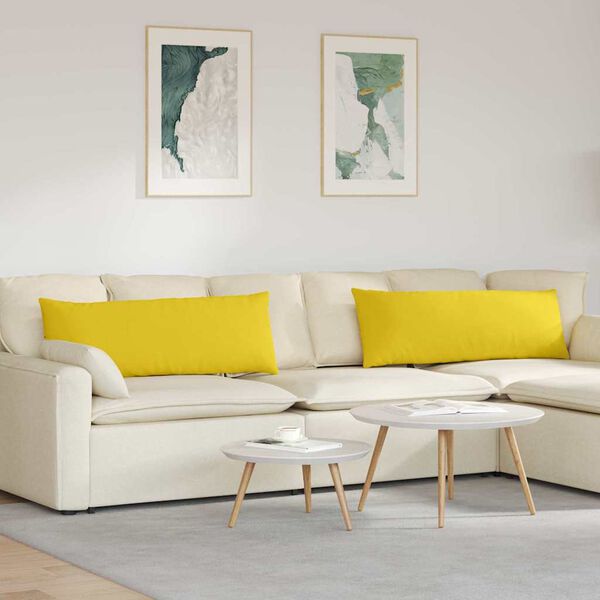 vidaXL Travesseiros de Sof&aacute; 2 pcs Amarelo Claro 120 x 40 cm tecido